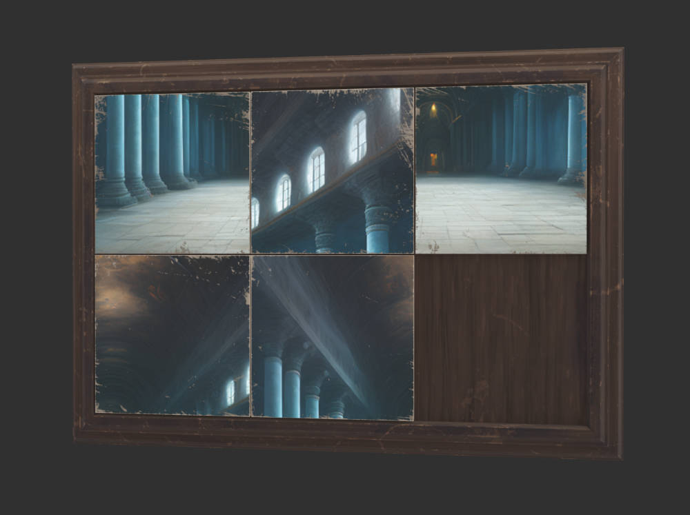 Screenshot of a “sliding puzzle” mini-game made to look like an old painting.